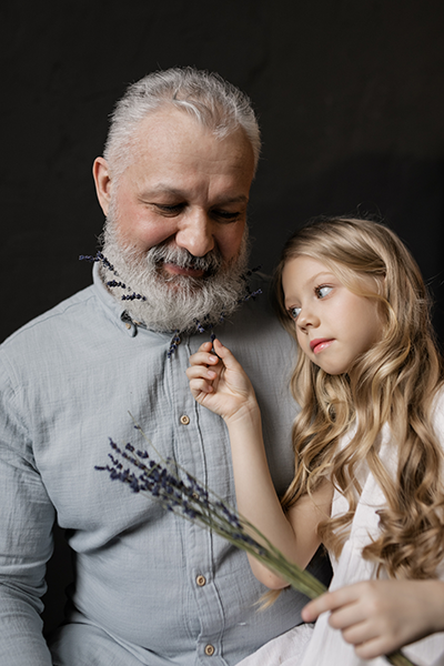 memorial diamonds, photo with grandfather and child